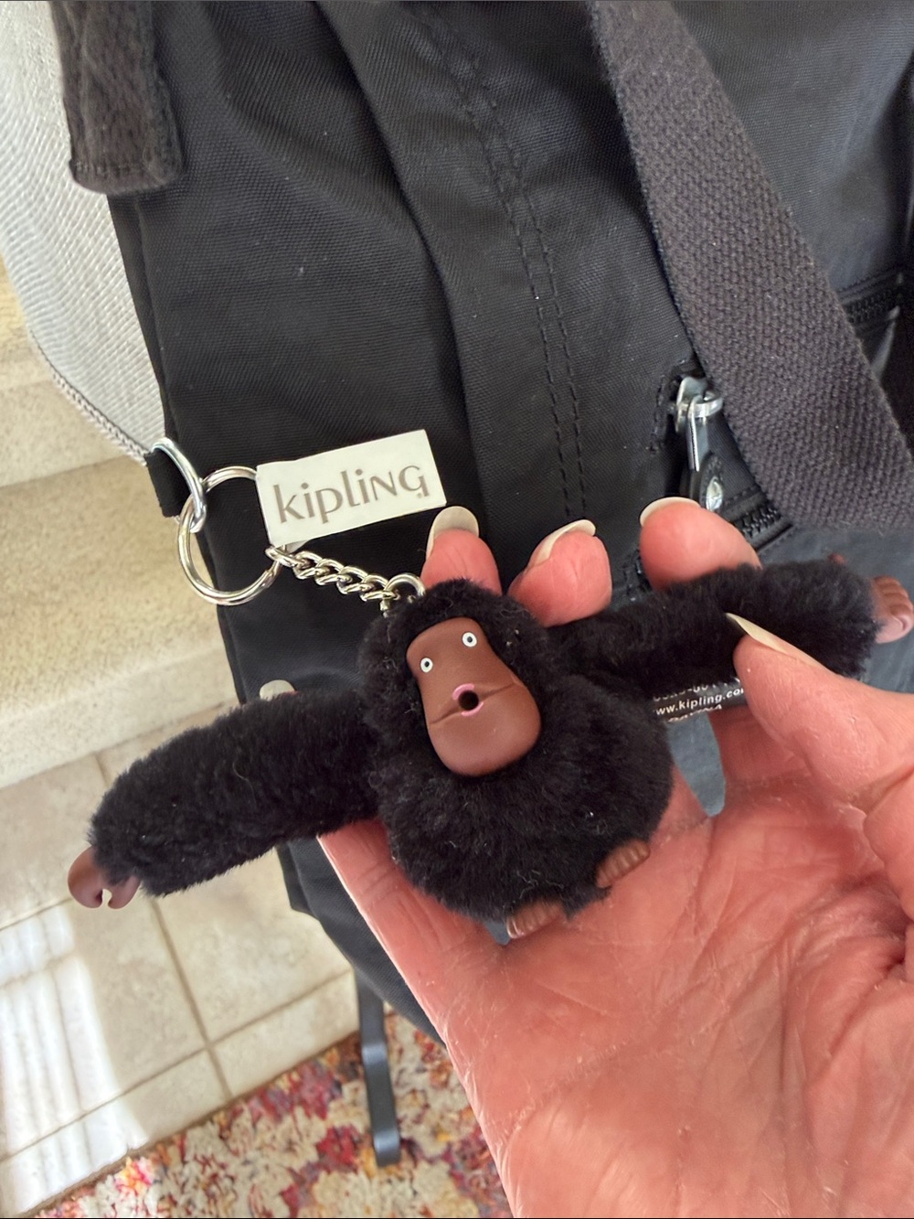 New Kipling Belammie Black Nylon Crossbody or handle Bag with Monkey Keychain. - Picture 2 of 14